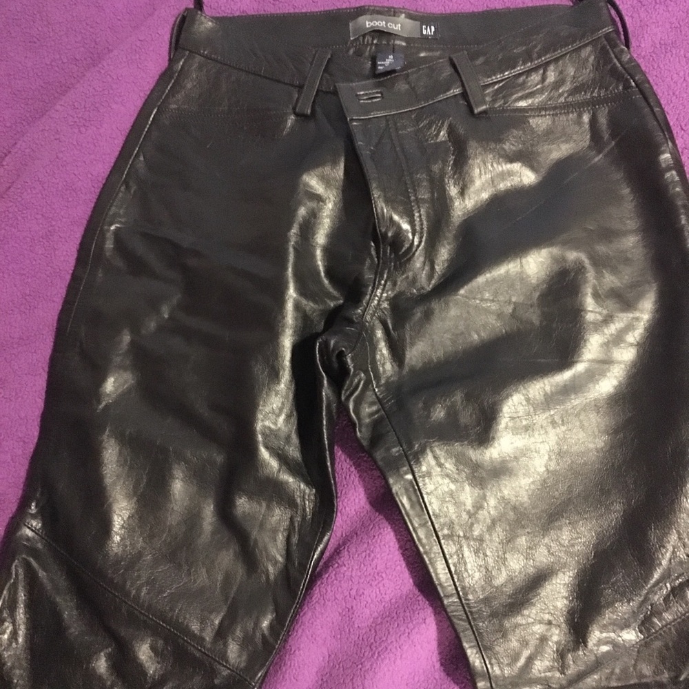 Black leather bootcut GAP pants